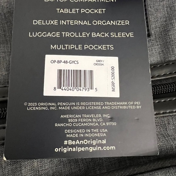 Penguin FLETCHER COLLECTION Grey CROSSH Laptop Backpack NWT - Picture 8 of 12
